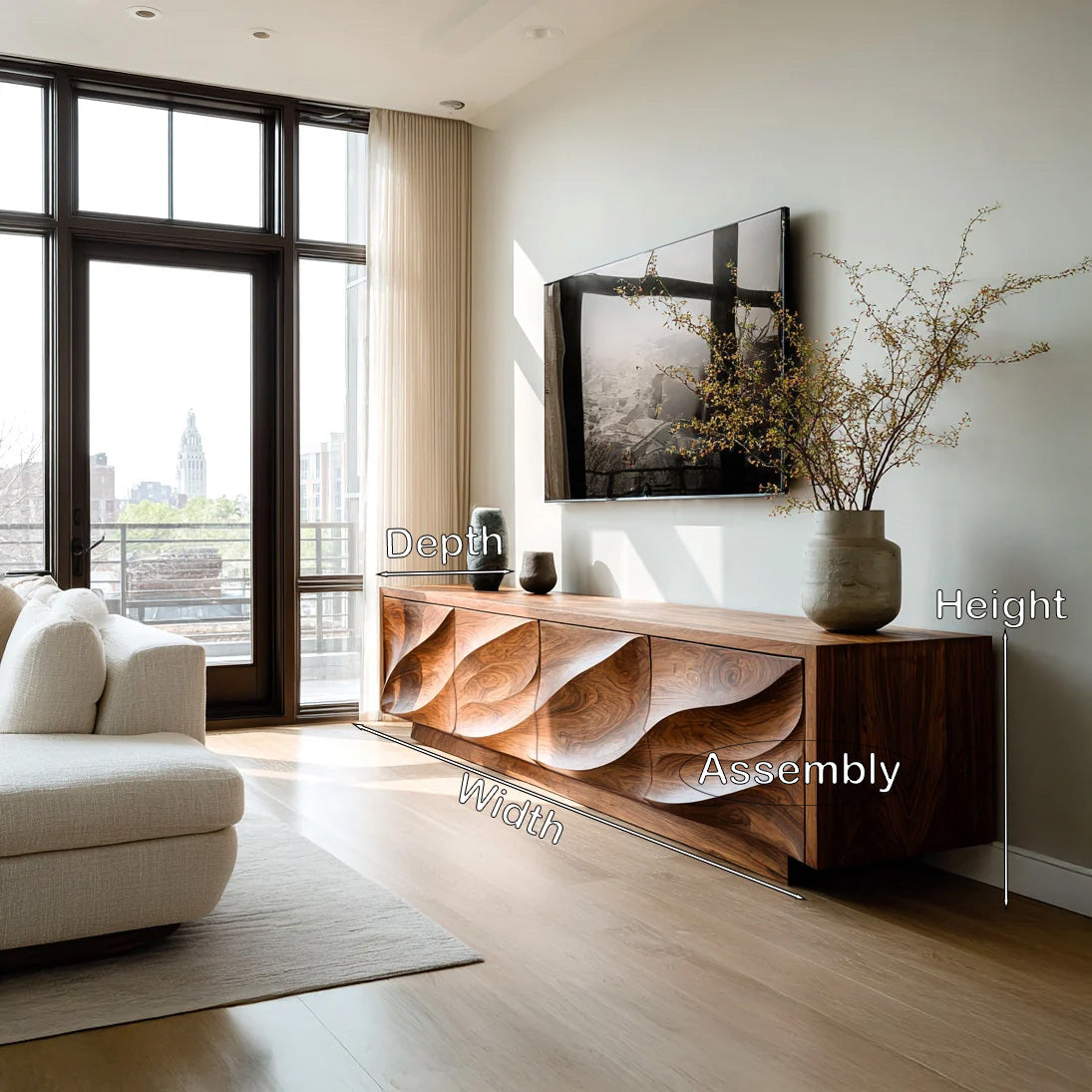 Modern Organic Wood TV Cabinet For Living Room