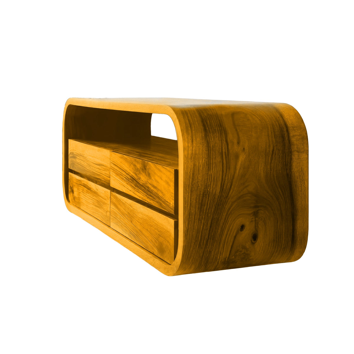 Elyron Sculpted Solid Wood Floating Bathroom Vanity With Drawers