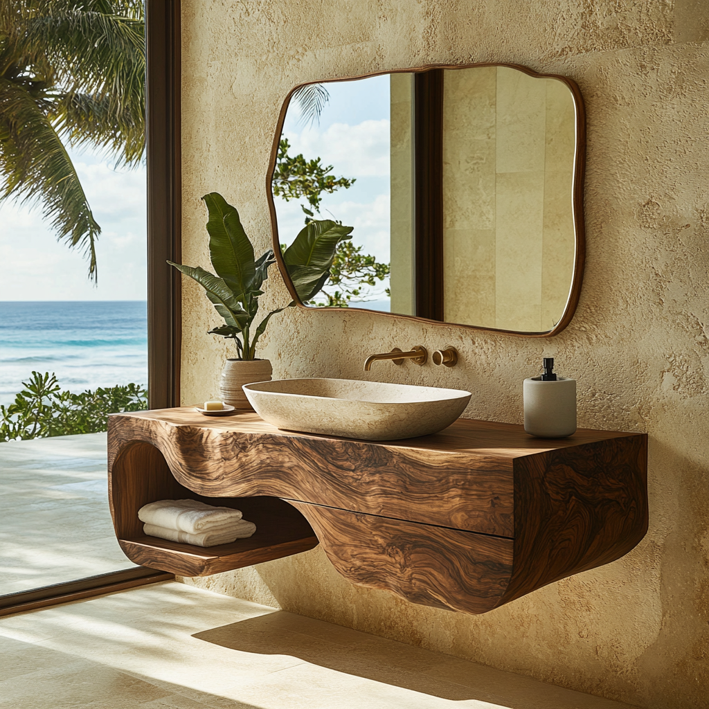 Merona Sculpted Solid Wood Floating Bathroom Vanity With Drawers