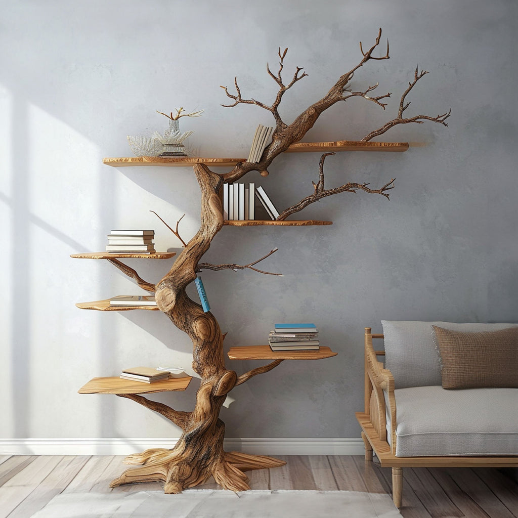 Rustic Tree Branch Floating Shelves Nursery Bookshelf