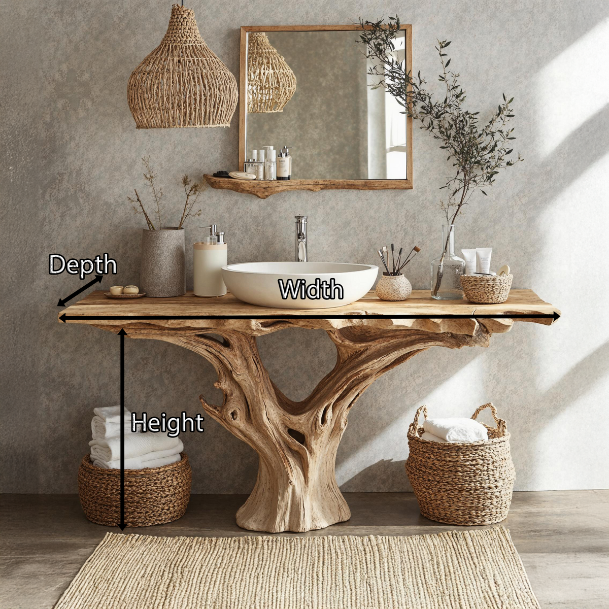 Farmhouse Natural Wood Bathroom Vanity For Relaxing Bathrooms
